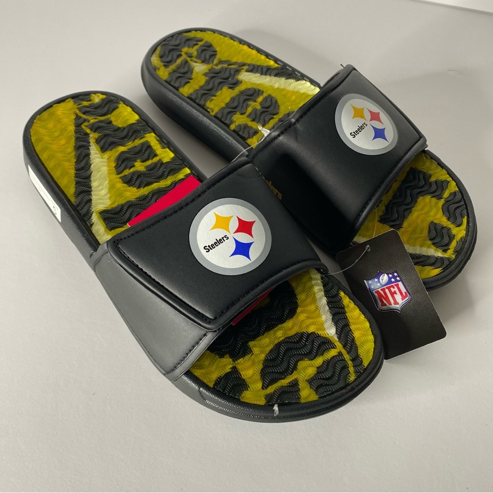 Foco NFL Pittsburgh Steelers Gel Slide Sandal Mens Size Small 7-8 NWT